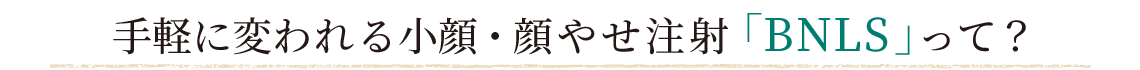 手軽に変われる小顔・顔やせ注射「BNLS」って？