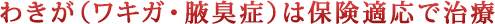 わきが(ワキガ・脇臭症)は保険適応で治療